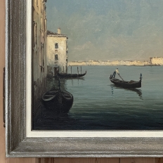 Antique Framed Oil Painting on Canvas of Venice by Mauretti