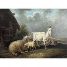 19th Century Framed Oil Painting on Canvas -Standing Guard- signed G. Dewyse