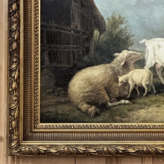 19th Century Framed Oil Painting on Canvas -Standing Guard- signed G. Dewyse