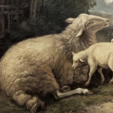 19th Century Framed Oil Painting on Canvas -Standing Guard- signed G. Dewyse