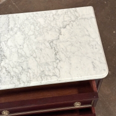 Antique Louis XVI Mahogany Chiffoniere-Petite Commode with Carrara Marble