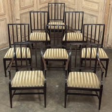 Set of Eight 18th Century Neoclassical Dining Chairs includes 2 Armchairs