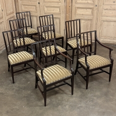 Set of Eight 18th Century Neoclassical Dining Chairs includes 2 Armchairs