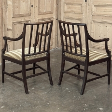 Set of Eight 18th Century Neoclassical Dining Chairs includes 2 Armchairs