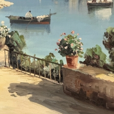 Antique Framed Oil Painting on Panel of Capri by Carlo Ciappa (1890 - 1970)