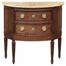 Antique French Louis XVI Demilune Commode with Onyx Top