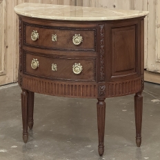 Antique French Louis XVI Demilune Commode with Onyx Top