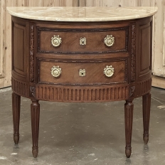 Antique French Louis XVI Demilune Commode with Onyx Top