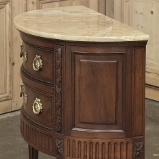 Antique French Louis XVI Demilune Commode with Onyx Top