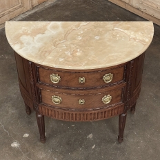 Antique French Louis XVI Demilune Commode with Onyx Top
