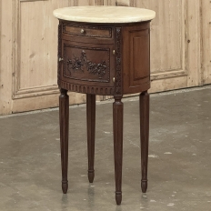 Antique French Louis XVI Oval Nightstand ~ End Table with Onyx Top