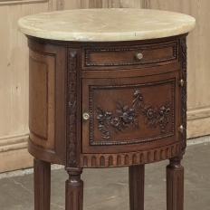 Antique French Louis XVI Oval Nightstand ~ End Table with Onyx Top