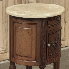 Antique French Louis XVI Oval Nightstand ~ End Table with Onyx Top