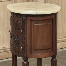 Antique French Louis XVI Oval Nightstand ~ End Table with Onyx Top