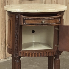 Antique French Louis XVI Oval Nightstand ~ End Table with Onyx Top