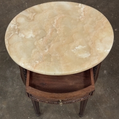 Antique French Louis XVI Oval Nightstand ~ End Table with Onyx Top