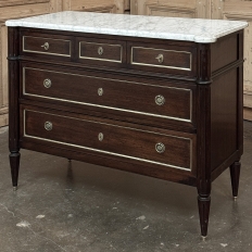 Antique French Louis XVI Mahogany Commode with Carrara Marble