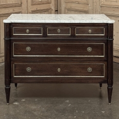 Antique French Louis XVI Mahogany Commode with Carrara Marble
