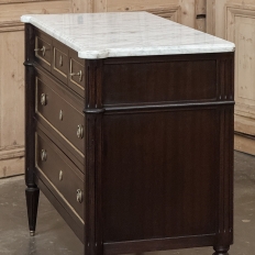 Antique French Louis XVI Mahogany Commode with Carrara Marble