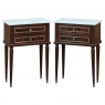 Pair Louis XVI Style Mahogany End Tables ~ Nightstands with Carrara Marble