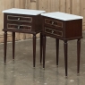 Pair Louis XVI Style Mahogany End Tables ~ Nightstands with Carrara Marble