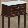 Pair Louis XVI Style Mahogany End Tables ~ Nightstands with Carrara Marble