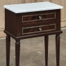 Pair Louis XVI Style Mahogany End Tables ~ Nightstands with Carrara Marble