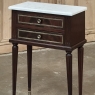 Pair Louis XVI Style Mahogany End Tables ~ Nightstands with Carrara Marble
