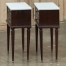 Pair Louis XVI Style Mahogany End Tables ~ Nightstands with Carrara Marble