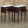Pair Louis XVI Style Mahogany End Tables ~ Nightstands with Carrara Marble