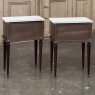 Pair Louis XVI Style Mahogany End Tables ~ Nightstands with Carrara Marble