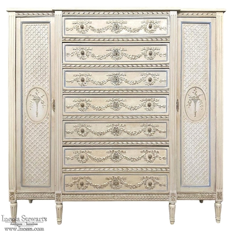 19th Century French Louis XVI Grand Painted Dresser ~ Commode ~ Wardrobe