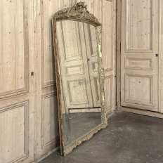 Grand 19th Century French Napoleon III Period Giltwood Mantel ~ Floor Mirror
