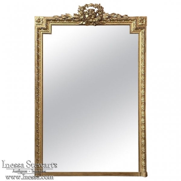 19th Century French Louis XVI Gilded Mantel Mirror