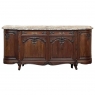 Antique French Louis XIV Walnut Round Side Marble Top Buffet