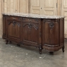 Antique French Louis XIV Walnut Round Side Marble Top Buffet