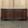 Antique French Louis XIV Walnut Round Side Marble Top Buffet
