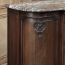 Antique French Louis XIV Walnut Round Side Marble Top Buffet