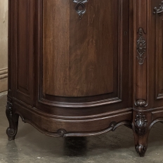 Antique French Louis XIV Walnut Round Side Marble Top Buffet