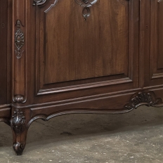 Antique French Louis XIV Walnut Round Side Marble Top Buffet