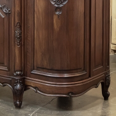 Antique French Louis XIV Walnut Round Side Marble Top Buffet