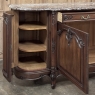 Antique French Louis XIV Walnut Round Side Marble Top Buffet