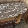 Antique French Louis XIV Walnut Round Side Marble Top Buffet