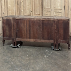 Antique French Louis XIV Walnut Round Side Marble Top Buffet