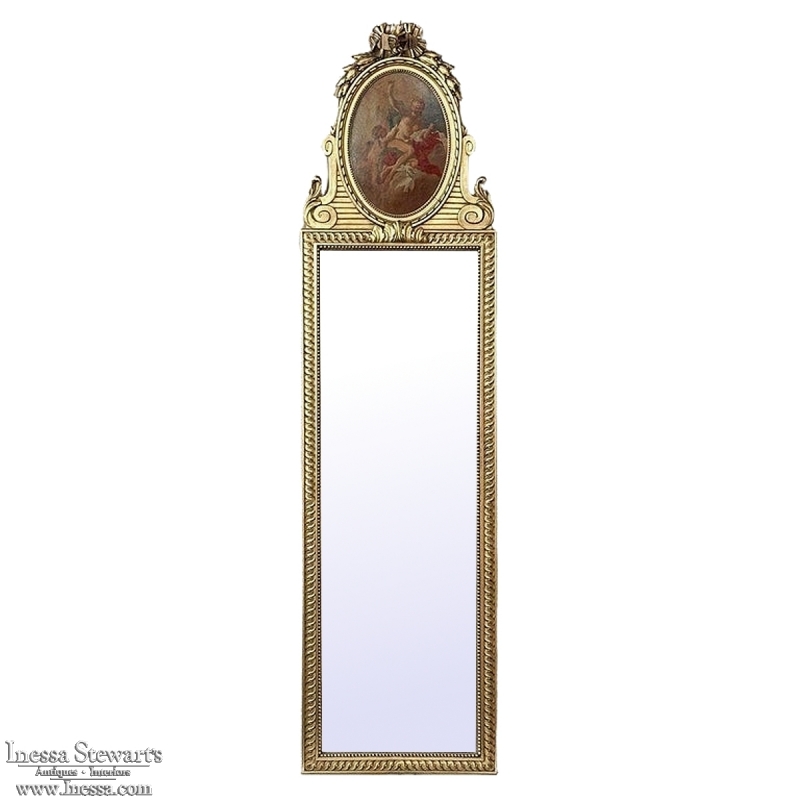 Antique French Louis XVI Gilded Trumeau Mirror