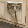 Antique French Louis XVI Giltwood Demilune Marble Top Console