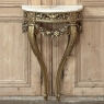 Antique French Louis XVI Giltwood Demilune Marble Top Console