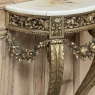 Antique French Louis XVI Giltwood Demilune Marble Top Console