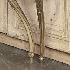 Antique French Louis XVI Giltwood Demilune Marble Top Console