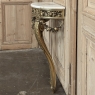 Antique French Louis XVI Giltwood Demilune Marble Top Console